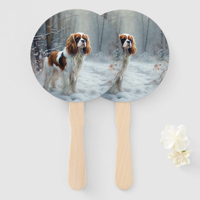 Cavalier King Let It Snow Christmas gebürstet Fächer (Vorne und Hinten)