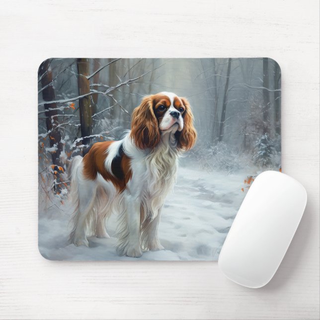 Cavalier King Let It Snow Christmas gebürstet Mousepad (Mit Mouse)