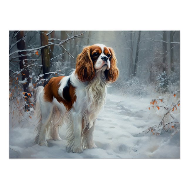 Cavalier King Let It Snow Christmas gebürstet Poster (Vorderseite)