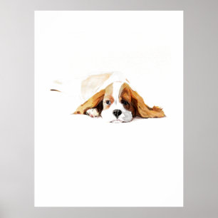 Cavalier King Plakat, Süße Aquarell-Hunde-Wandkuns Poster