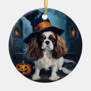 Cavalier King Pumpkins Halloween Beängstigend Keramik Ornament