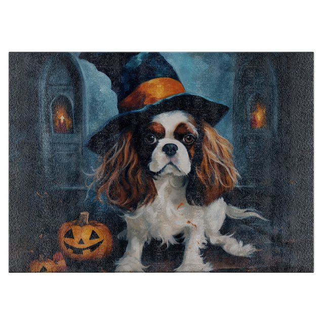 Cavalier King Pumpkins Halloween Beängstigend Schneidebrett (Vorderseite)
