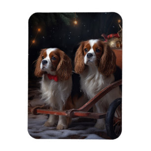Cavalier King Schnee-Schlitten Weihnachtsdekoratio Magnet