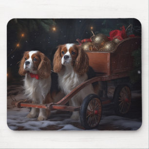 Cavalier King Schnee-Schlitten-Weihnachtsdekoratio Mousepad