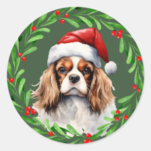 Cavalier King Spaniel Christmas Dog Mailing Runder Aufkleber