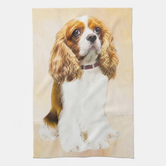 Cavalier König Charles Spaniel Original Malerei Handtuch (Vertikal)