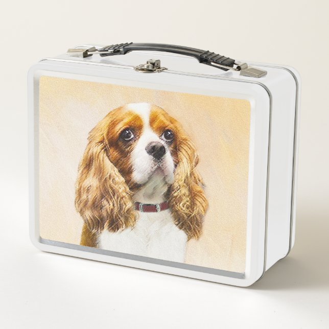 Cavalier König Charles Spaniel Original Malerei Metall Brotdose (Vorderseite)