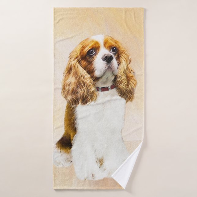 Cavalier Le Roi Charles Spaniel Peinture originale (Serviette de bain)