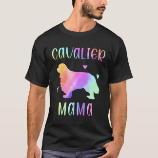 Cavalier Mama Cavie Mama Rainbow Watercolor T-Shirt
