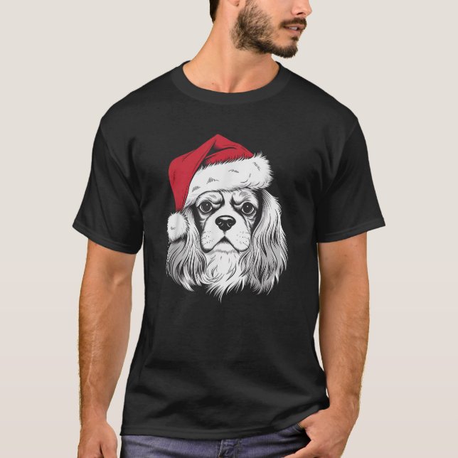 Cavalier Santa on Cavalier King Charles Spaniel Ch T-Shirt (Vorderseite)