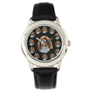 Cavalier Spaniel Hund Gesichtsmuster, Kinderleder Armbanduhr