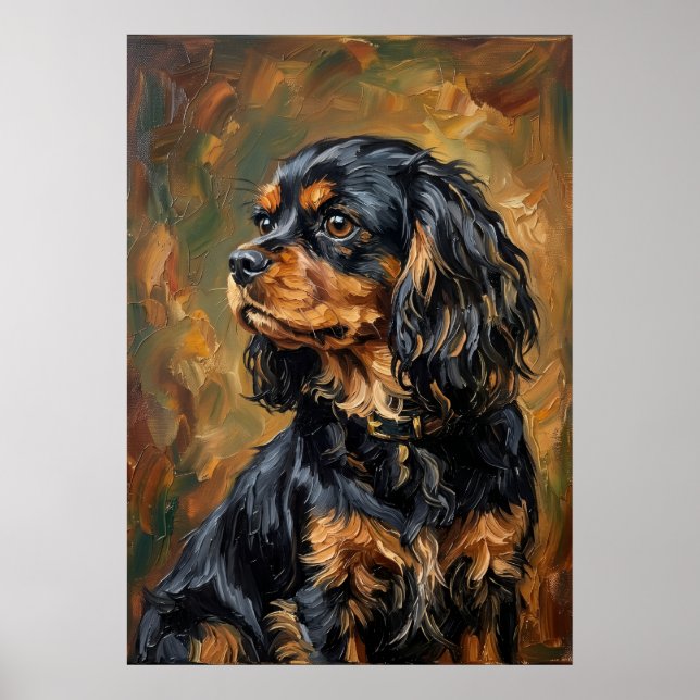 Cavalier Spaniel Impressionistischer Pinselstrich Poster (Vorne)