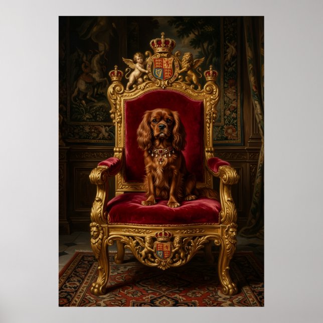 Cavalier Spaniel Königlicher Thron Krone Poster (Vorne)