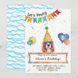 Cavalier Spaniel Lasse Pawty Dog Birthday Party Einladung