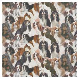 Cavalier Spaniel Mural Fabric Stoff