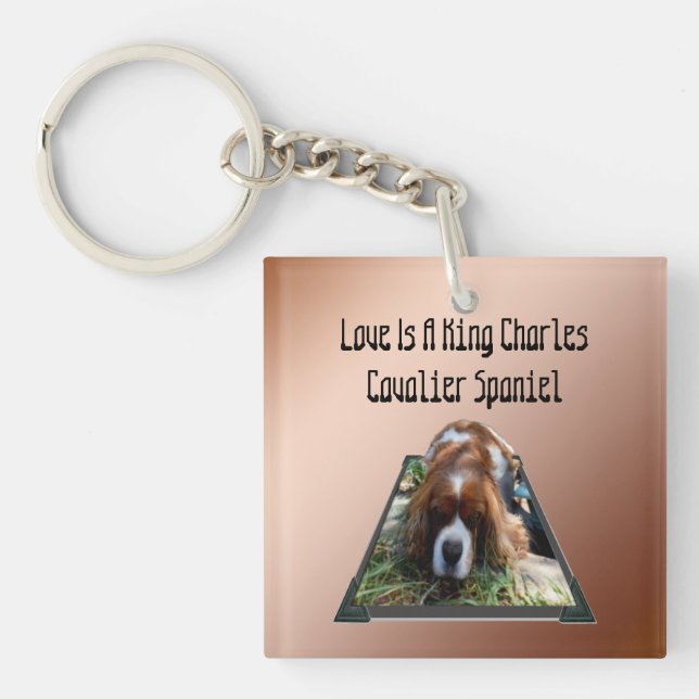 Cavalier Spaniel Popout Art, Keyring Schlüsselanhänger (Vorderseite)