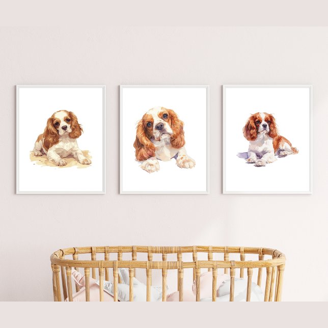 Cavalier Spaniel Poster, Puppy Kinderzimmer Print Bilderwand Sets (Von Creator hochgeladen)
