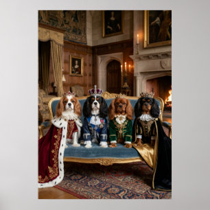 Cavalier Spaniels königliches Familienporträt Poster