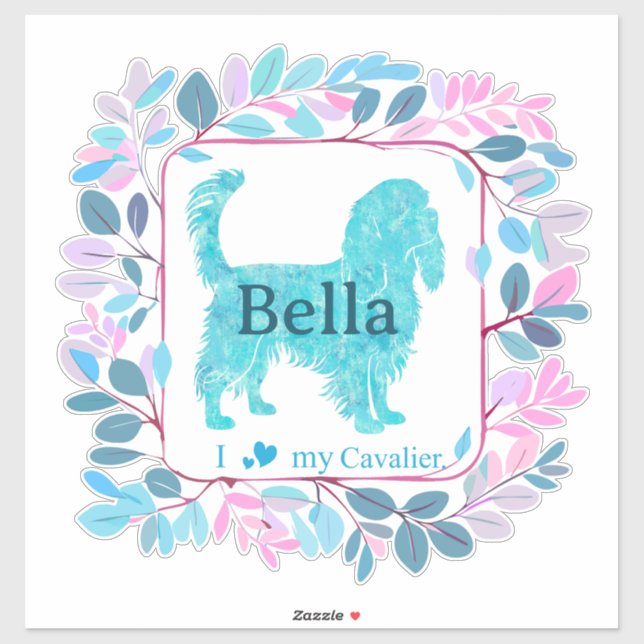 Cavalier Sticker – Personalized Pastel Blue Gift (Blatt)