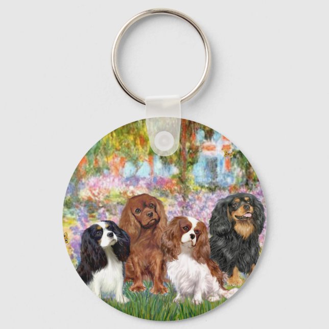 Cavaliers (4) - im Monet-Garten Schlüsselanhänger (Vorderseite)