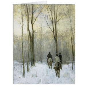 Cavaliers dans la neige dans le bois de Haagse,