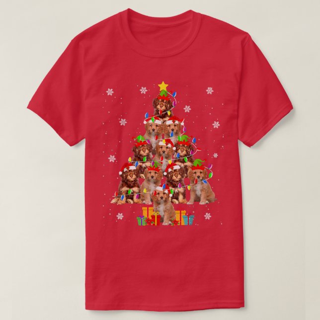 Cavapoo Christmas Tree Funny Santa Cavoodle Dog Xm T-Shirt (Design vorne)