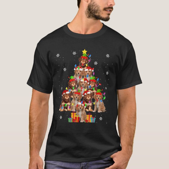 Cavapoo Christmas Tree Funny Santa Cavoodle Dog Xm T-Shirt (Vorderseite)
