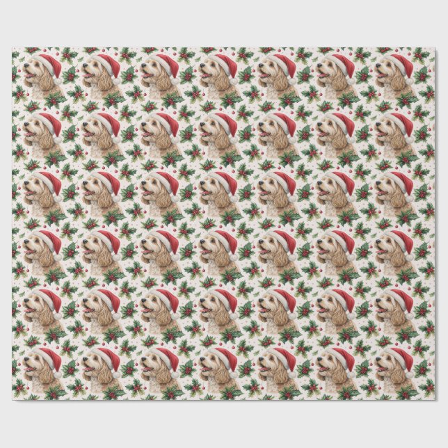 Cavapoo Christmas Wrapping Paper Geschenkpapier (Flach)