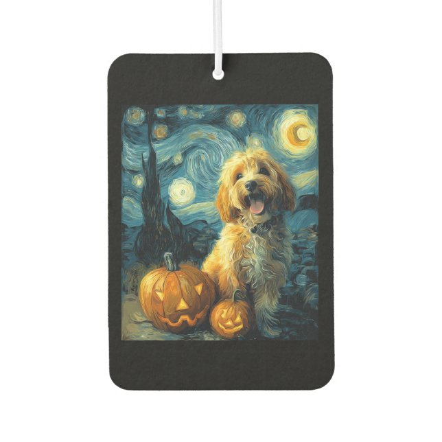 Cavapoo Cute Dog Halloween Jack O Lantern Pumpkin  Autolufterfrischer (Vorderseite)