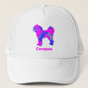 Cavapoo Dog Niedlich rosa Silhouette Custom Truckerkappe