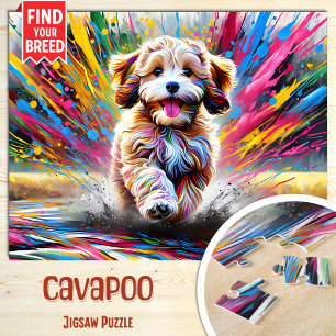 Cavapoo Dog Portrait Akryllische Kunst Print Dog L