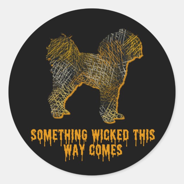 Cavapoo Dog Silhouette Spaß Halloween Runder Aufkleber (Vorderseite)