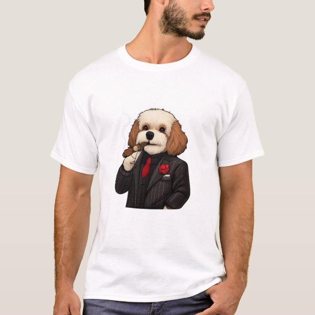 Cavapoo Don – Lustiges Mafia-Hund-Art T-Shirt (Vorderseite)