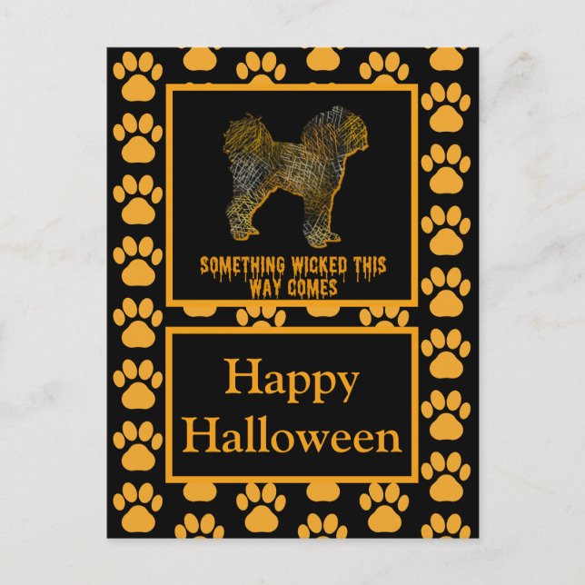 Cavapoo English Dog Silhouette Halloween Postkarte (Vorderseite)