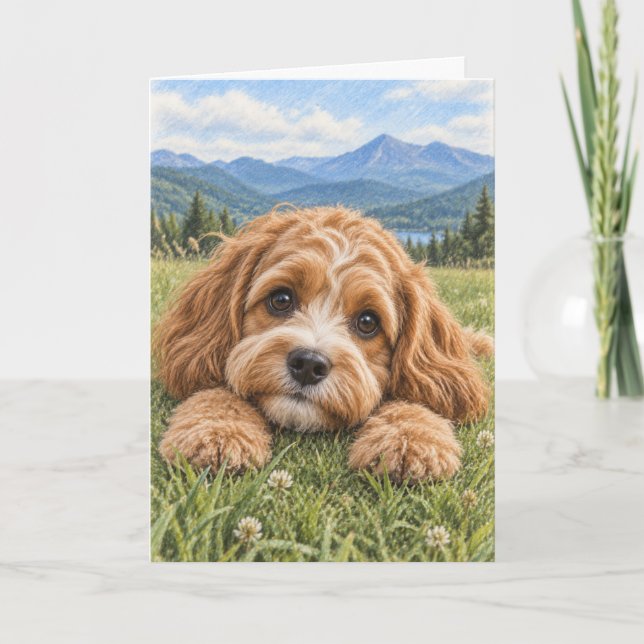 Cavapoo-Grußkarte Karte (Vorderseite)