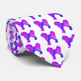 Cavapoo Hund Silhouette Rosa und Blau Weißer Hund Krawatte