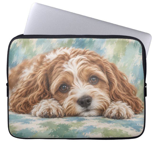 Cavapoo-Laptop-Hülle | Süße Cavapoo-Hunde-Liebhabe Laptopschutzhülle (Vorderseite)