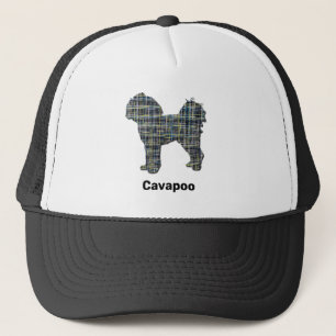 Cavapoo Niedlich Dog Silhouette Grid Custom Truckerkappe