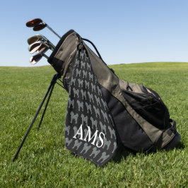 Cavapoo Niedlich Hund Silhouette Y&B Grid Black Golfhandtuch