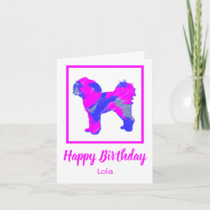 Cavapoo Silhouette Rose Chien drôle Carte d'annive