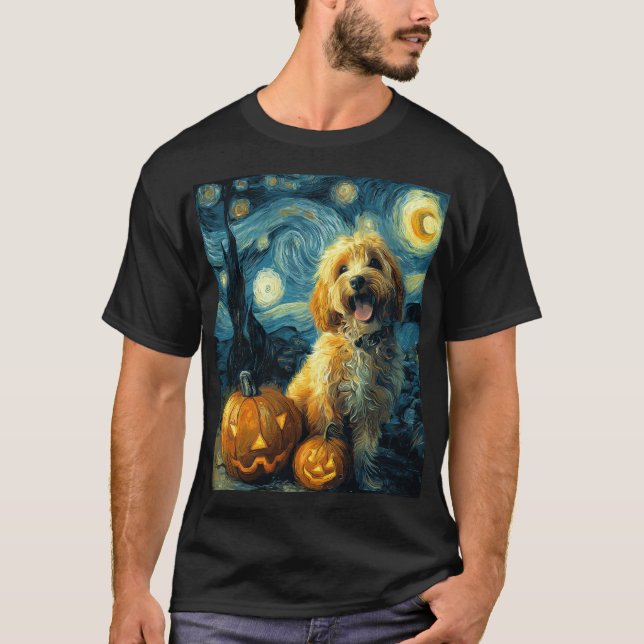 Cavapoo Süßer Hund Halloween Jack O Kürbis  T-Shirt (Vorderseite)