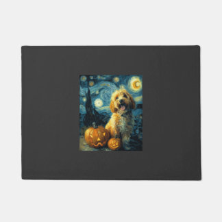 Cavapoo Süßer Hund Halloween Jack O Lantern Kürbis Fußmatte