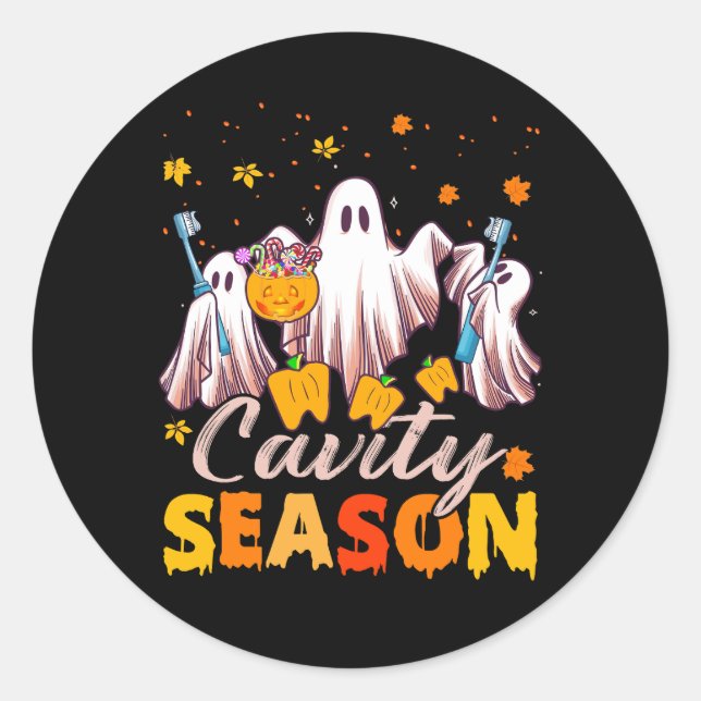 Cavasaison Halloween lustige Dentalgeister und zu Runder Aufkleber (Vorderseite)