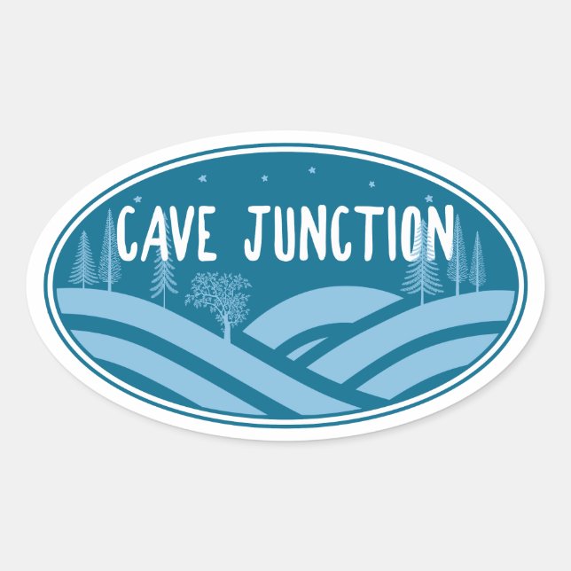 Cave Junction Oregon Outdoors Ovaler Aufkleber (Vorderseite)