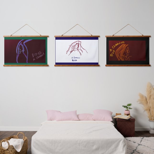 Cave Painting Series Tapestries Wandteppich Mit Holzrahmen (Schlafzimmer)