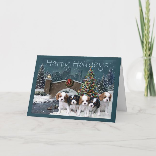 Cavelier King Charles Spaniel Carte de Noël Eveni (Devant)