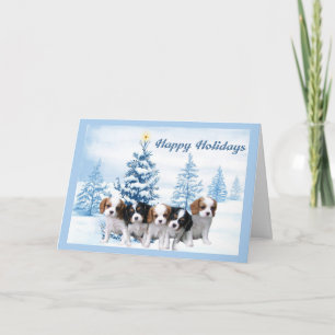 Cavelier King Charles Spaniel Christmas Card Blue Feiertagskarte