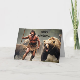 CAVEMAN BIRTHDAY CARD DANKESKARTE