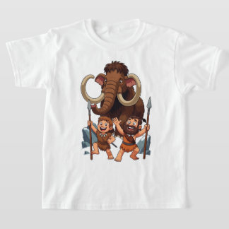 Caveman Dad and Son Mammoth Hunt T-Shirt