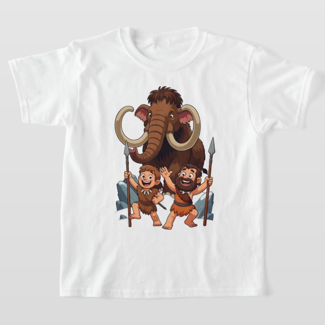 Caveman Dad and Son Mammoth Hunt T-Shirt (Ablage )